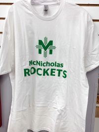 McNicholas Rockets Tee - White with Green ink